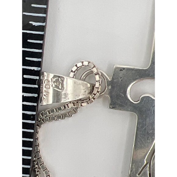JDH 925 Mexico Sterling Silver Modernist 2.5" Crucifix Cross Pendant & 18" Chain - Picture 7 of 8
